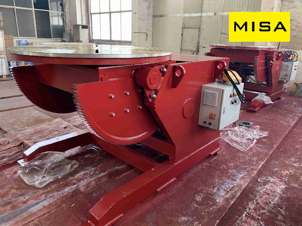 HBJ-06 Red Fixed Welding Positioner With Horizontal Turning Table And 5 Jaws Chuck