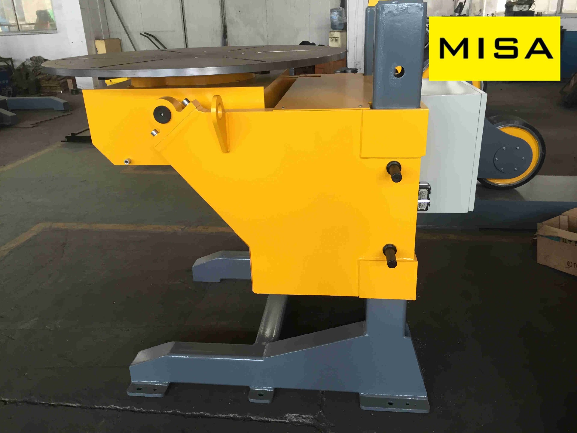 20T Yellow Elevating Welding Positioner With Vertical Turning Table And 5 JAWS Chuck